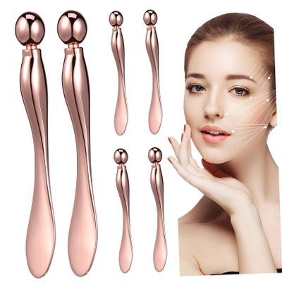 Beaupretty 6 Pcs Rose Gold Eye Cream Applicator with Metal Beauty Roller and Makeup Spatula Facial Massage Tool for Delicate Skin Portable Skincare Accessory for Women