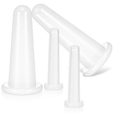 Classicseali 4 Pcs Facial Cups for Face,Silicone Facial Suction Cups, 2 Different Sizes of Silicone Facials Cuppings Tool for Anti-Aging Massage, Facials Cupping Set for Face, Neck, Eyes, White