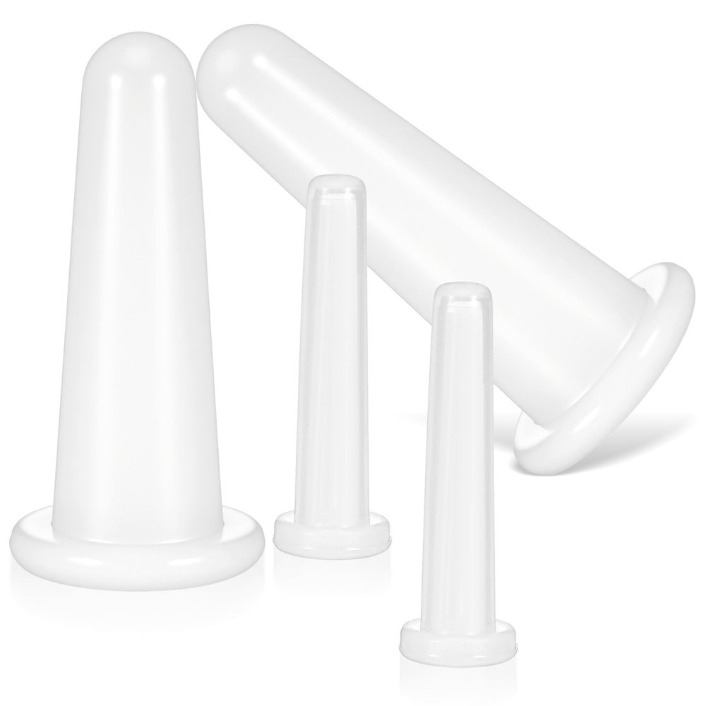 Classicseali 4 Pcs Facial Cups for Face,Silicone Facial Suction Cups, 2 Different Sizes of Silicone Facials Cuppings Tool for Anti-Aging Massage, Facials Cupping Set for Face, Neck, Eyes, White