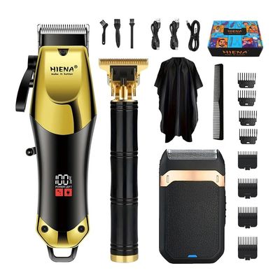 Advanced Electric Hair Cutting Machine, USB Charging Trimmer, delicately Designed Portable Hair Clipper, Easy to use a Gift(Black Gold Suit B)