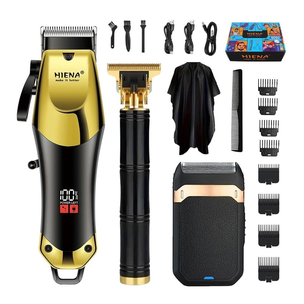 Advanced Electric Hair Cutting Machine, USB Charging Trimmer, delicately Designed Portable Hair Clipper, Easy to use a Gift(Black Gold Suit B)