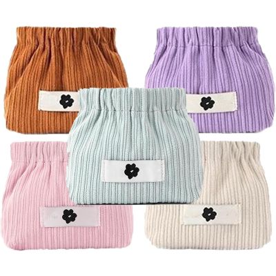 5pcs Corduroy Elastic Hair Tie Organizer Bag, Portable Corduroy Elastic Storage Bag, Hair Accessories Storage Pouch, Light and Easy to Carry When Traveling
