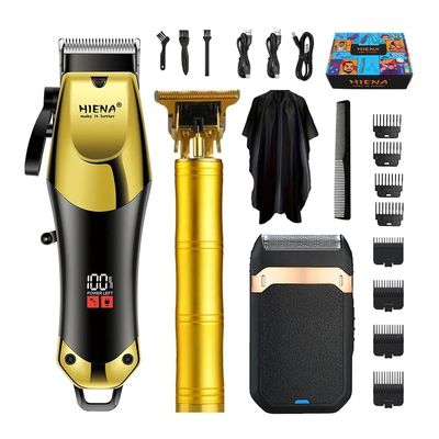 Advanced Electric Hair Cutting Machine, USB Charging Trimmer, delicately Designed Portable Hair Clipper, Easy to use a Gift(Black Gold Suit A)