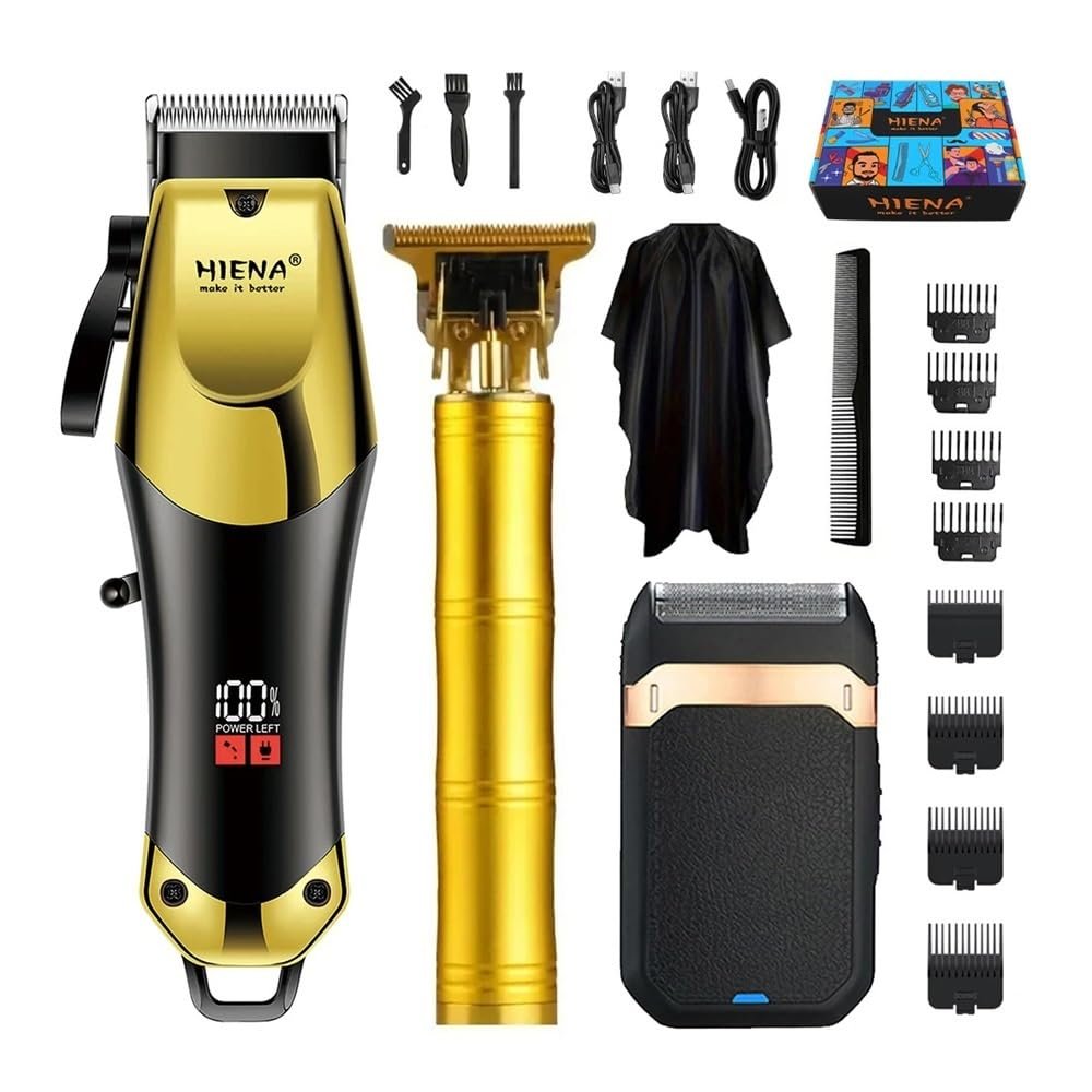 Advanced Electric Hair Cutting Machine, USB Charging Trimmer, delicately Designed Portable Hair Clipper, Easy to use a Gift(Black Gold Suit A)