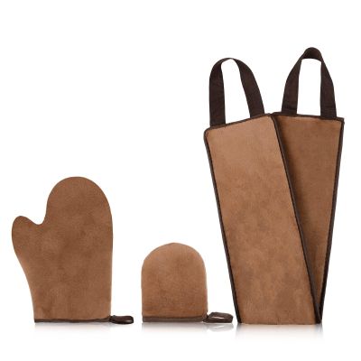 Self Tanning Mitt Set 3 in 1, Professional Back Applicator with Tanning Mitt and Mini Mitt, 23.2 Inch Back Strap, Self Tan Application Kit (Brown)