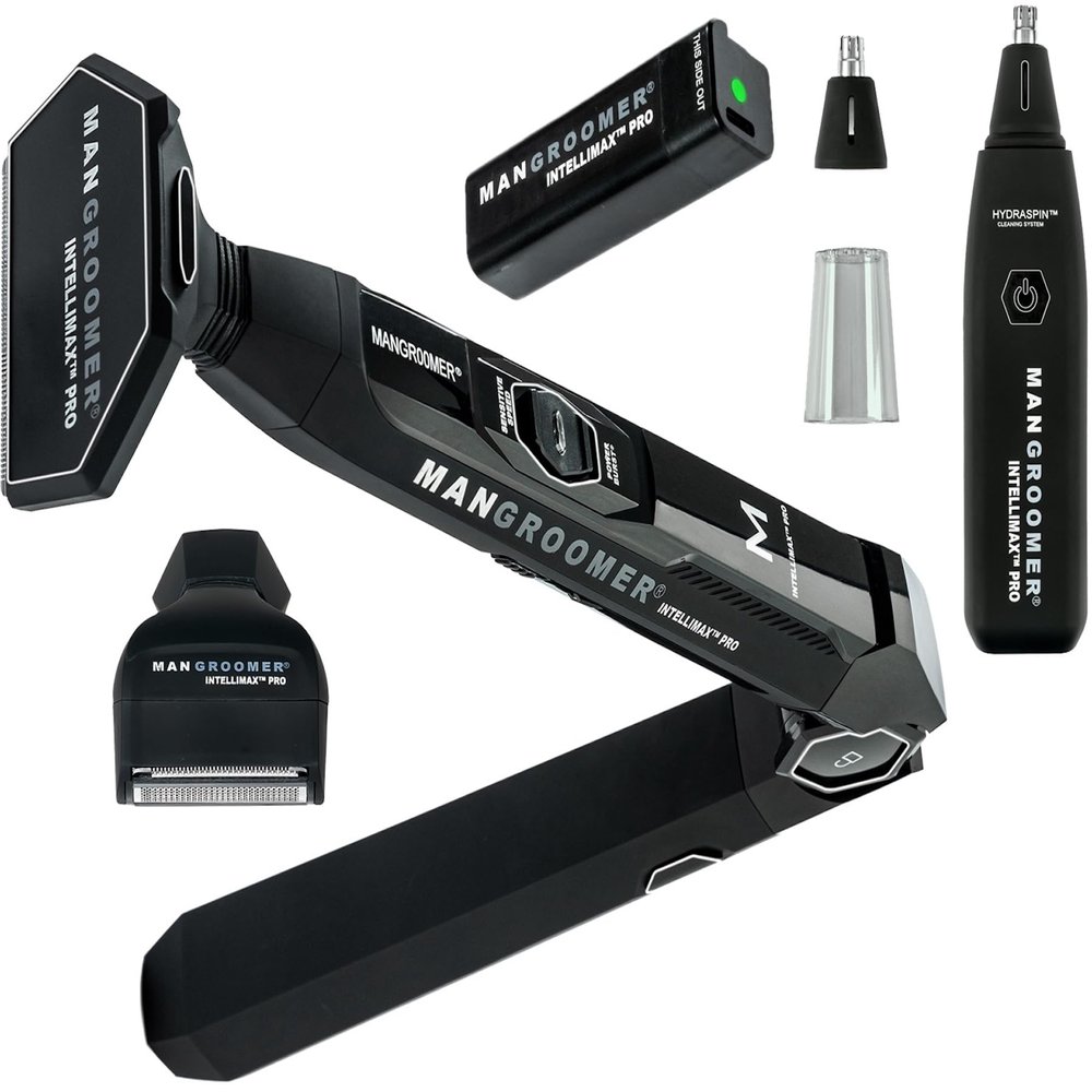 MANGROOMER Intelligent Bundle Contains INTELLIMAX PRO 3.0 Electric Back Hair Shaver and INTELLIMAX PRO Nose & Ear Hair Trimmer
