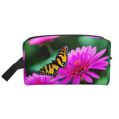 AOLXDE Flowers Colorful Butterfly 1 Print Toiletry Bag Travel Organizer Cosmetic Bags Wash Bag For Men Women,For Travel Gym Daily