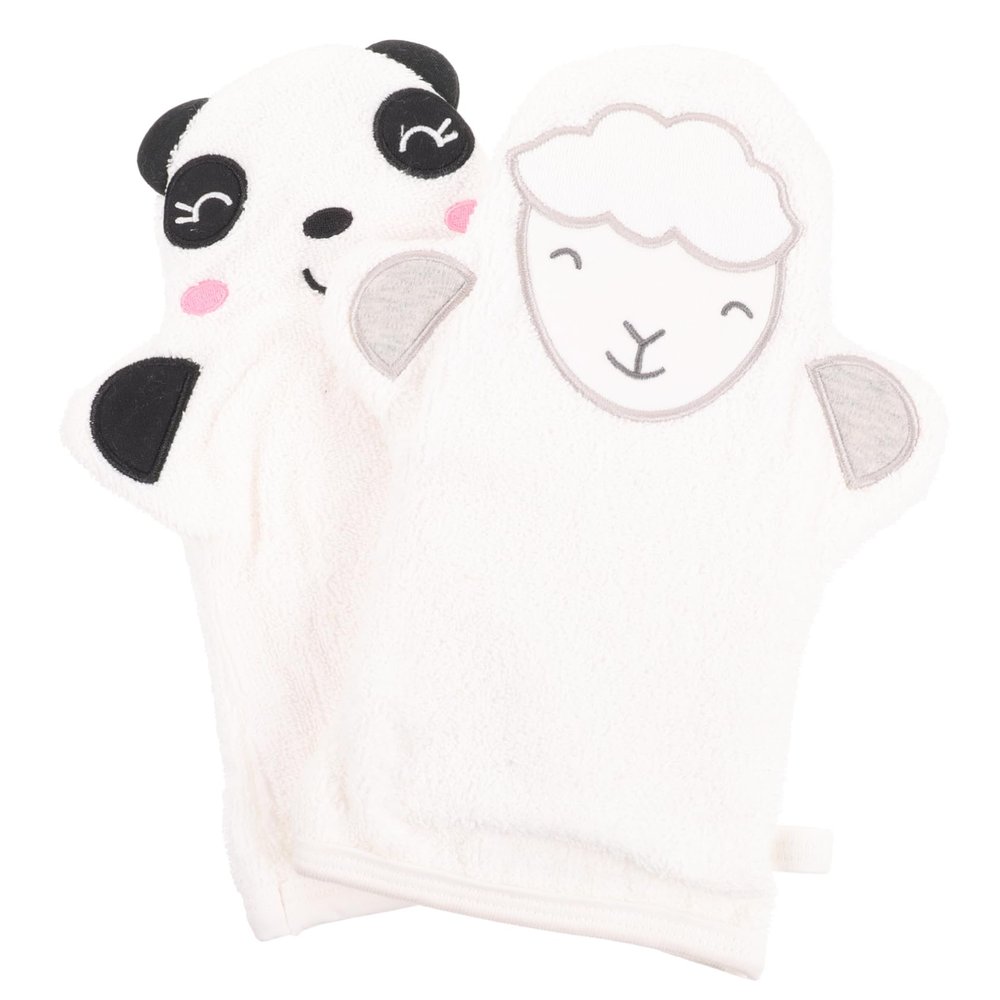 Beaupretty 2Pcs Reusable Cartoon Bathing Gloves Exfoliating Mitts for Skin Cleaning Strong Water Absorption Shower Scrubber for Neck Shoulders Feet Comfortable Lightweight Material