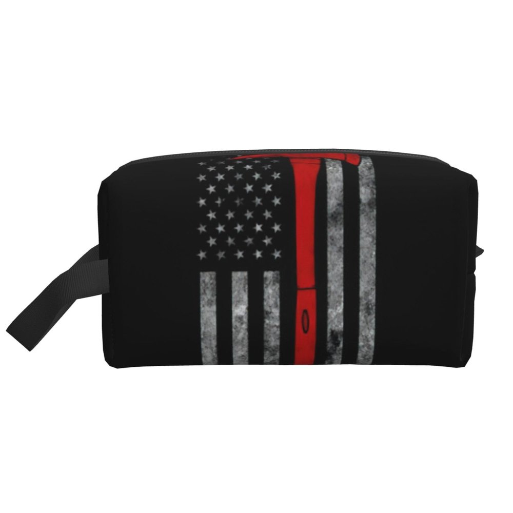 Juandeng Firefighter Axe Red Line Flag Print Makeup Bag,Travel Toiletry Bag,Cosmetic Bag,Hanging Tolietry Bag For Women Men,Gym Daily