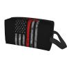 Juandeng Firefighter Axe Red Line Flag Print Makeup Bag,Travel Toiletry Bag,Cosmetic Bag,Hanging Tolietry Bag For Women Men,Gym Daily view 2