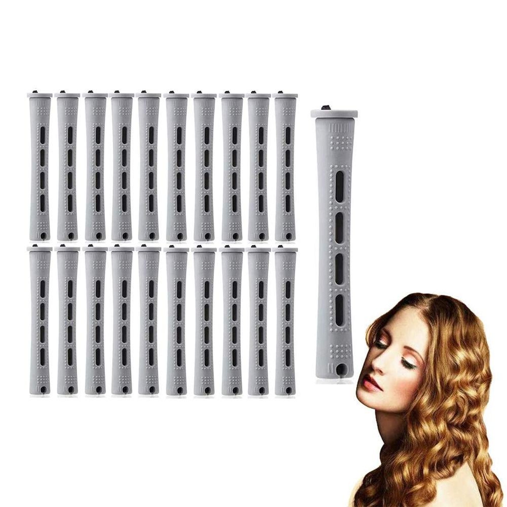 ariarly 20 Pcs Hair Perm Rods Set Perm Rollers Set Cold Wave Rods DIY Curling Tools Hair Curling Rods for Home or Salon Styling Long & Short Hair (Grey 1.5CM)