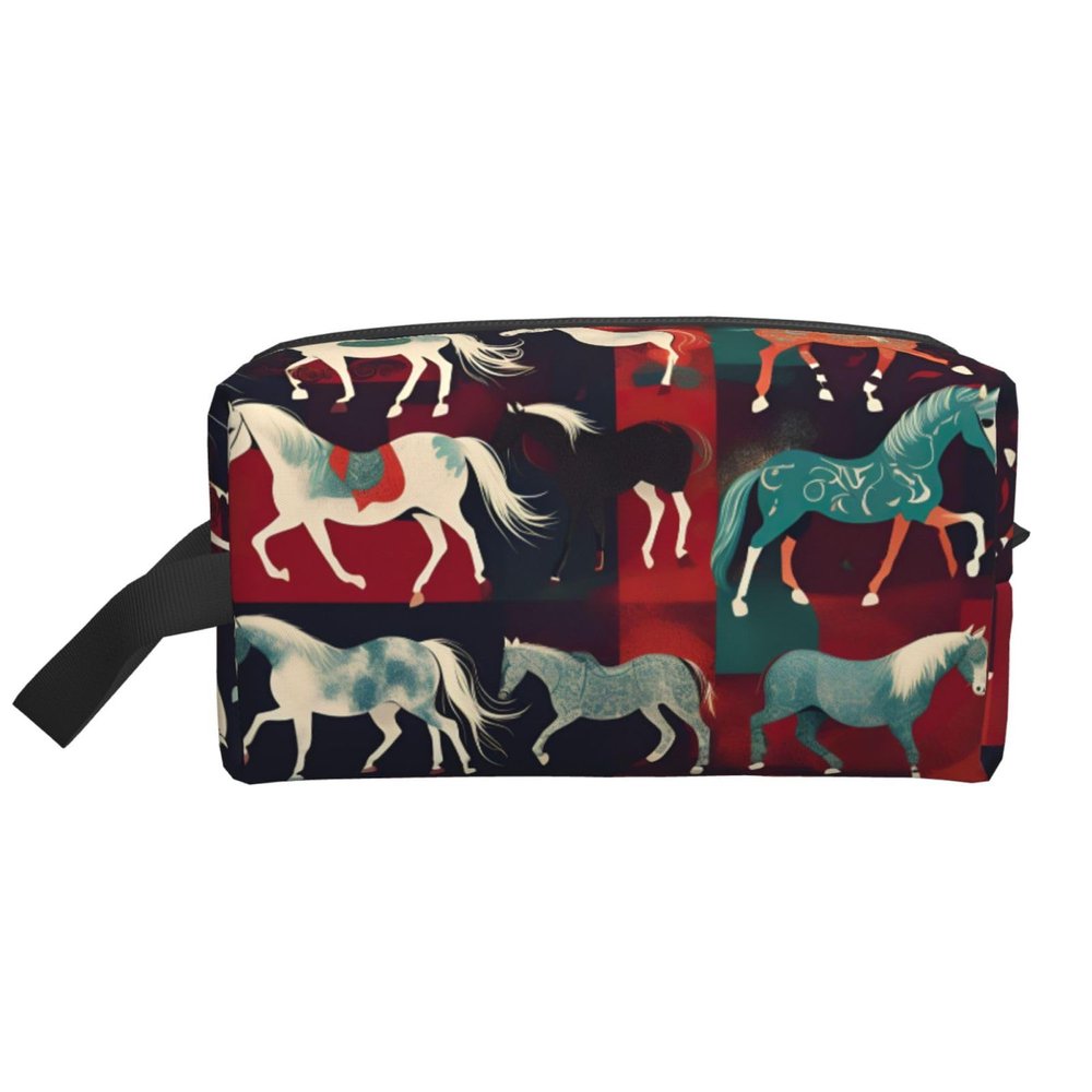 AOLXDE Various Kinds Of Horses Print Toiletry Bag Travel Organizer Cosmetic Bags Wash Bag For Men Women,For Travel Gym Daily