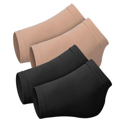 FOMIYES 2 Pairs Silicone Heel Protectors Toeless Foot Sleeves for Men Women Portable Washable Heel Socks with Moisturizing Compression for Crack Prevention and Relief
