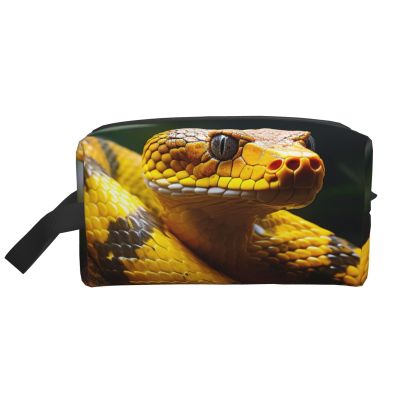 Juandeng Yellow Snake Print Makeup Bag,Travel Toiletry Bag,Cosmetic Bag,Hanging Tolietry Bag For Women Men,Gym Daily