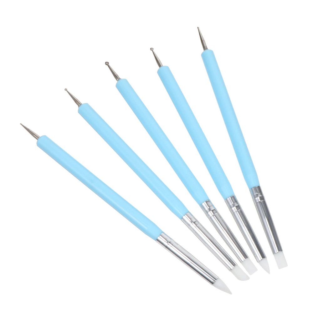 FOMIYES 5Pcs Dual Ended Silicone Nail Dotting Pens Lightweight Nail Art Brush for DIY Gel Drawing and Painting Liner Tools for Manicure and Travel