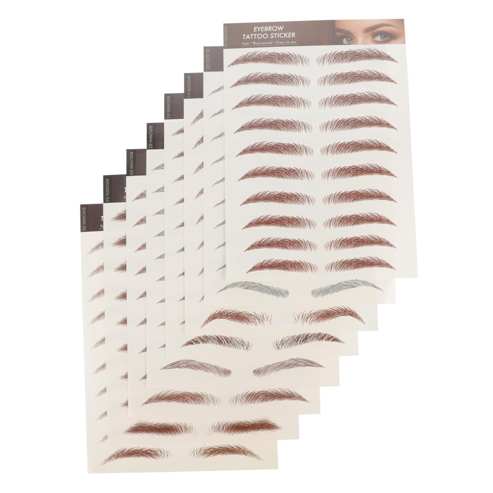 Baluue 8 Sheets Eyebrow Stickers Natural Look Makeup Decals for Sparse Over Plucked Brows Beauty Stickers for Face Flattering and Definition