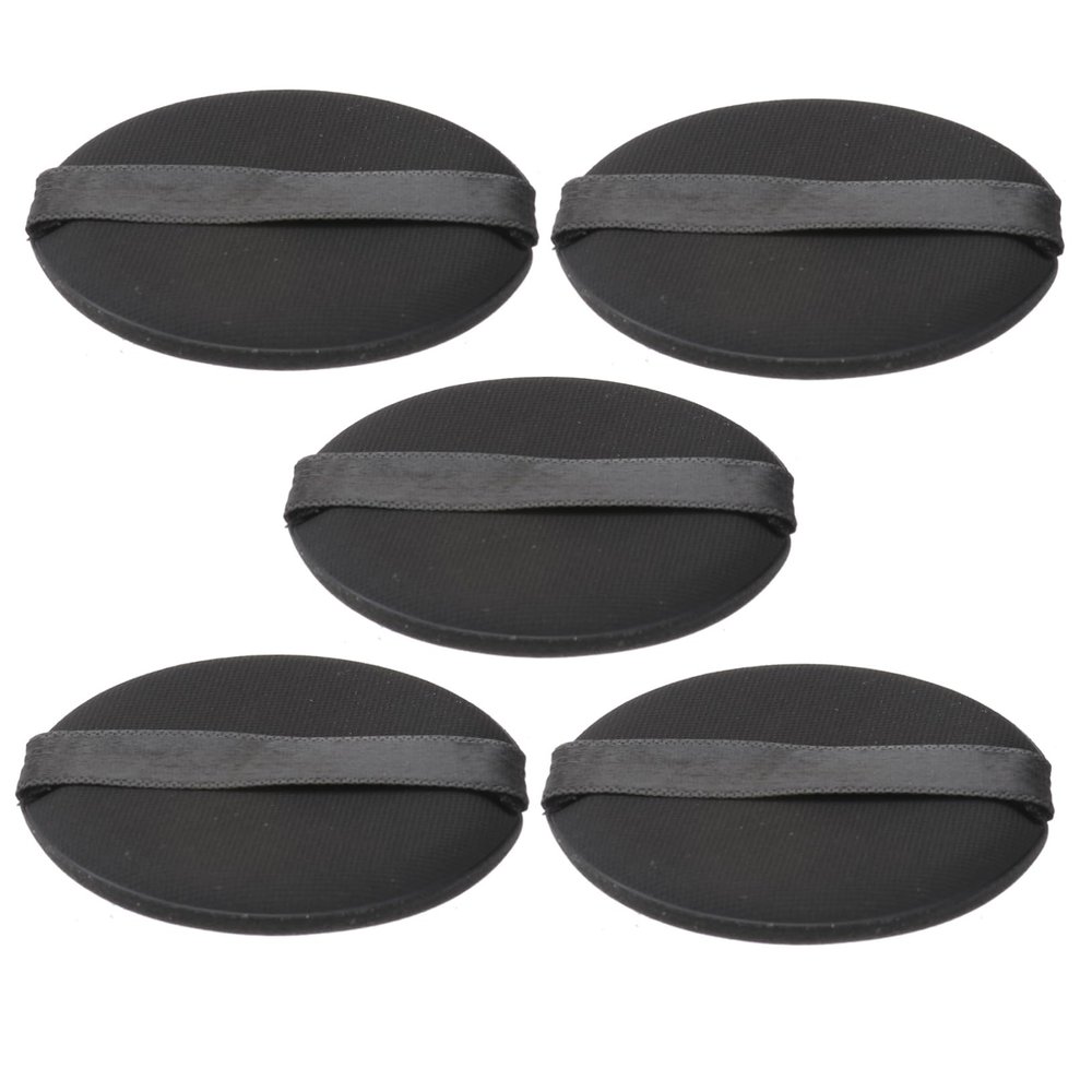 Baluue 5pcs Black Non Latex Round Makeup Powder Puff Soft Bouncy Cosmetic Sponge for Loose Powder Application Salon and Travel Friendly with Rayon Ribbon