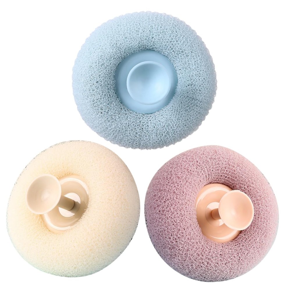 Healifty 3pcs Exfoliating Body Wash Loofah Soft Plastic Mesh Pouf Shower Scrubbers for Women Multi Function Bath Accessories for Exfoliating Massaging Deep Cleansing Travel Friendly with