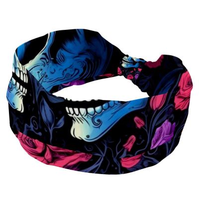 1 Pack Rose Art Skeleton-1242 Elastic Soft Fabric Non-Slip Women's Fashion Headbands - Soft, Wide, and Stylish for All Occasions
