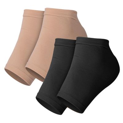 COOLHIYA 2 Pairs Reusable Moisturizing Heel Protectors with Silicone Brace for Dry Cracked Skin Comfortable Heel Sleeves for Men and Women Wear Resistant Foot Protectors to Hydrate and
