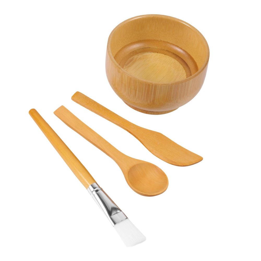 Baluue 4Pcs Mask DIY Tool Set Skin Care Mixing Bowl Brush Spatula Spoon Kit for Facial Mask Application Reusable Lightweight Travel Friendly Accessories for Safe Home Beauty Routine