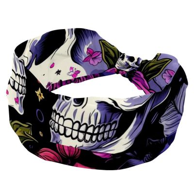 1 Pack Wide Headbands For Women Elastic Headband Rose Art Skeleton-1246 Head Bands Women's Hair Band Turban Workout Soft Sweat Hairband Accessories