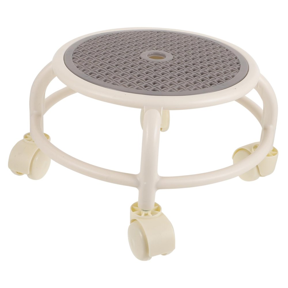 Baluue Swivel Rolling Low Stool with Wheels Small Round Pedicure Stool for Adults and Classic Design Practical and Flexible for Spa Nail Salon Home Use