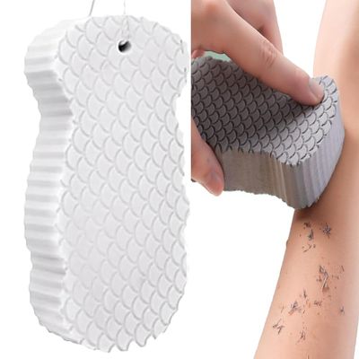 2 Pcs Magic Exfoliating Bath Sponge 3D Soft Shower Sponge for Body, Gentle Exfoliating Scrubber Loofah Alternative, Reusable Skin-Friendly Body Wash Sponge for Adults & Kids (White)