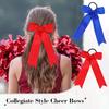 16pcs Collegiate Style Cheer hair Bows for Girls, Long Tail Skinny Cheer Bow Ponytail Holder Handmade Bows for Girls Teens Softball Cheerleader Sports (Blue) view 2