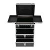 3 Tiers Professional Rolling Makeup Case Cosmetic Organizer with 2 Sliding Drawers Makeup Case with 360 Rotatable Wheels view 3