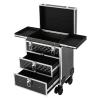 3 Tiers Professional Rolling Makeup Case Cosmetic Organizer with 2 Sliding Drawers Makeup Case with 360 Rotatable Wheels view 4
