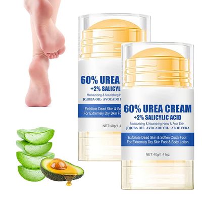 60% Urea Hydrating and Anti-Cracking Foot Cream, Moisturizing Foot Cream to Repairs and Relieves Cracking and Dryness Feet, Foot Lotion Heel Stick Repairs for Hands, Knees, Elbows (2)
