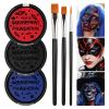 YBUETE Red Black Blue Oil Based Face Paint Kit with Painting Brushes, Professional Full Coverage Greasepaint for Adults Halloween Cosplay SFX Clown Vampire Skull Makeup Party Theater Stage view 1