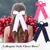 16pcs Collegiate Style Cheer hair Bows for Girls, Long Tail Skinny Cheer Bow Ponytail Holder Handmade Bows for Girls Teens Softball Cheerleader Sports (White) view 2
