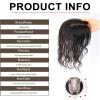 EREE HAIR Silk Base Human Hair Toppers for Women,Clip in Wavy Curly Topper Hairpiece with Curtain Bangs Fully Hand Tied Silk Base 3.1x4.7 Ins Free Parting Wiglets Hairpieces 12 Ins Natural Color view 2