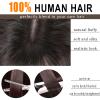 EREE HAIR Silk Base Human Hair Toppers for Women,Clip in Wavy Curly Topper Hairpiece with Curtain Bangs Fully Hand Tied Silk Base 3.1x4.7 Ins Free Parting Wiglets Hairpieces 12 Ins Natural Color view 3