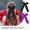 16pcs Collegiate Style Cheer hair Bows for Girls, Long Tail Skinny Cheer Bow Ponytail Holder Handmade Bows for Girls Teens Softball Cheerleader Sports (Purple) view 2