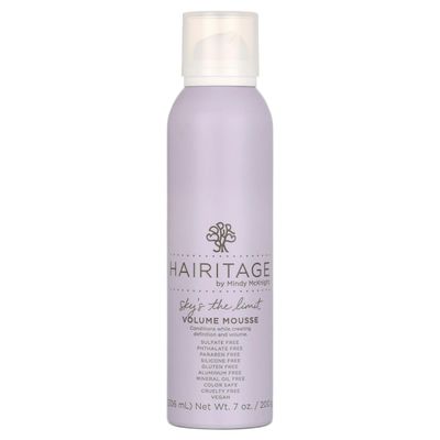 Hairitage Volumizing Hair Mousse for Texturizing Fine Hair, Root Lift & Frizz Control Styling, Pequi Oil, Rose Hip & Sage, Lightweight, Sulfate & Paraben Free, Vegan, 7 oz