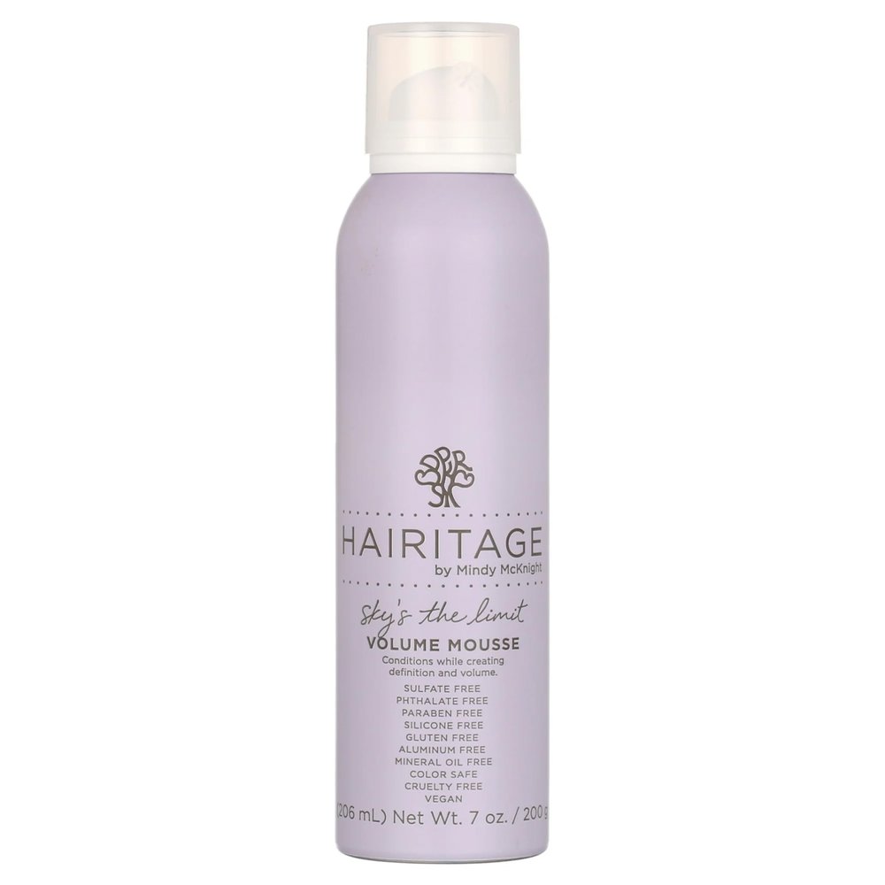 Hairitage Volumizing Hair Mousse for Texturizing Fine Hair, Root Lift & Frizz Control Styling, Pequi Oil, Rose Hip & Sage, Lightweight, Sulfate & Paraben Free, Vegan, 7 oz