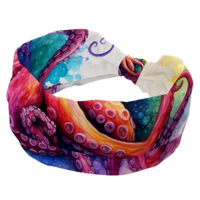 1 Pack Wide Headbands For Women Elastic Headband Octopus Art-1570 Head Bands Women's Hair Band Turban Workout Soft Sweat Hairband Accessories