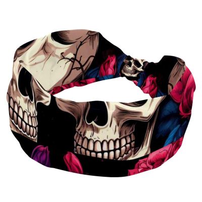 1 Pack Headbands for Women Non Slip Elastic Sports Hair Bands for Women, Soft Cloth Headband for Workout Yoga Fashion Hair Accessories,Rose Art Skeleton-1238