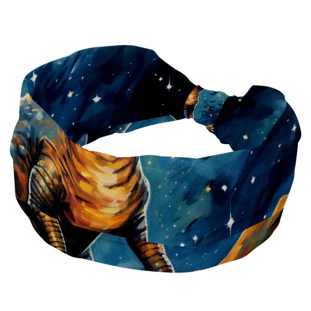 1 Pack Headbands for Women Non Slip Elastic Sports Hair Bands for Women, Soft Cloth Headband for Workout Yoga Fashion Hair Accessories,Art Dinosaur-230