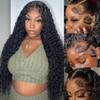 13x6 Deep Wave Lace Front Wigs Human Hair 180% Density Curly Glueless Wigs Wet and Wavy Wigs Pre Plucked for Women 24 Inch view 1