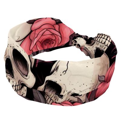 1 Pack Wide Headbands For Women Elastic Headband Rose Art Skeleton-1228 Head Bands Women's Hair Band Turban Workout Soft Sweat Hairband Accessories