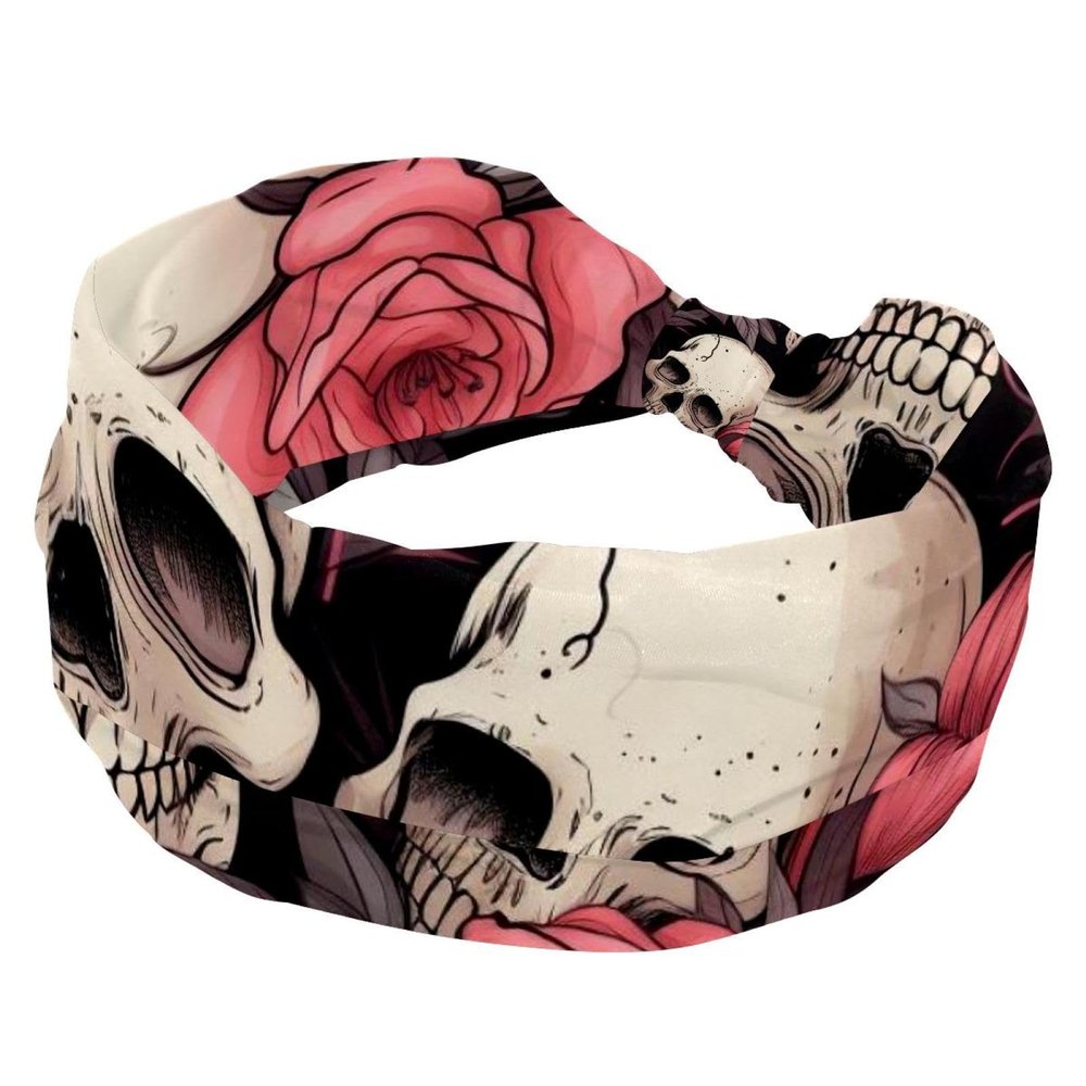 1 Pack Wide Headbands For Women Elastic Headband Rose Art Skeleton-1228 Head Bands Women's Hair Band Turban Workout Soft Sweat Hairband Accessories