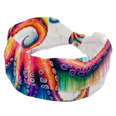 1 Pack Headbands for Women Non Slip Elastic Sports Hair Bands for Women, Soft Cloth Headband for Workout Yoga Fashion Hair Accessories,Octopus Art-2