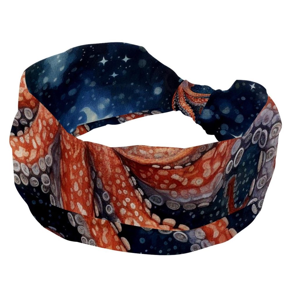 1 Pack Headbands for Women Non Slip Elastic Sports Hair Bands for Women, Soft Cloth Headband for Workout Yoga Fashion Hair Accessories,Octopus Art-1604