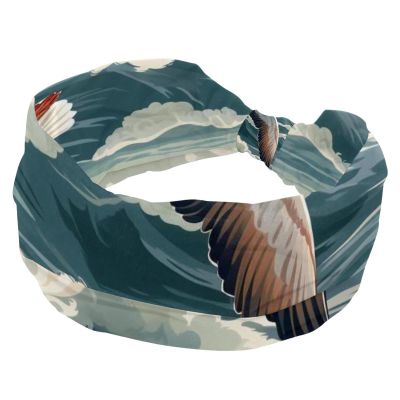 1 Pack Headbands for Women Non Slip Elastic Sports Hair Bands for Women, Soft Cloth Headband for Workout Yoga Fashion Hair Accessories,Cute Seagulls-1223