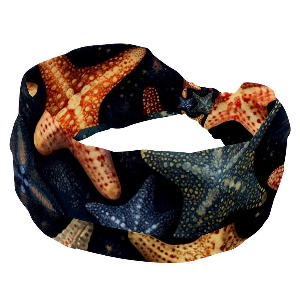 1 Pack Art Starfish-966 Elastic Soft Fabric Non-Slip Women's Fashion Headbands - Soft, Wide, and Stylish for All Occasions