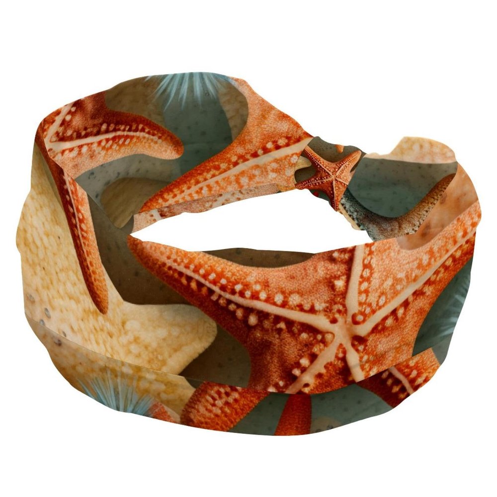 1 Pack Art Starfish-960 Elastic Soft Fabric Non-Slip Women's Fashion Headbands - Soft, Wide, and Stylish for All Occasions